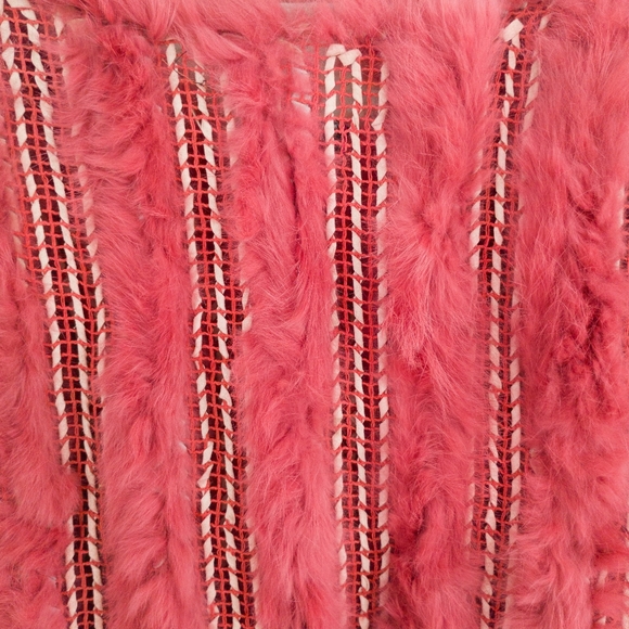 Boho Y2K Rabbit Fur Poncho Glamorous Pink Size L/XL - Picture 2 of 9